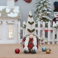 Plush Christmas gnome with white braids and red plaid outfit standing 43cm tall - T1220655B-43cm Standing Braids Style