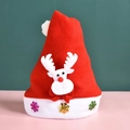Red Christmas hat with glowing 3D reindeer plush doll and colorful snowflake sequins - Adult Cartoon Hat (Reindeer)