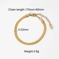 Golden stainless steel snake chain bracelet with adjustable lobster clasp and 170mm length - Gold Snake Chain Bracelet(JDB201034-1)