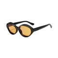 Retro cat-eye sunglasses with thick black frames and orange tinted lenses for women - Black Frame Yellow Lens