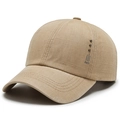 Khaki gewaschene Baumwoll-Baseballkappe mit Metallnieten und DST-Logo-Detail - Verstellbar / Beige