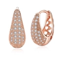 Rose gold teardrop earrings with pavé zircons and heart-shaped side cutout detail - Rose Gold