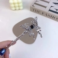 Silver liquid metal butterfly hair pin with black crystal for vintage women hairstyles - Butterfly Style / Silver Butterfly/Black Rhinestone