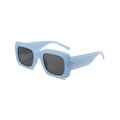 Retro light blue square sunglasses with thick frames and dark grey lenses for daily wear - Blue Frame Grey Lens