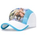 Gorra de béisbol de malla azul y blanca para niños con estampado de dinosaurios - Blanco