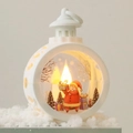Weiße LED-Weihnachtslaterne mit Weihnachtsmann und Tannenbaum-Szene mit warmem Licht - Klein / Weihnachtsmann Weiß