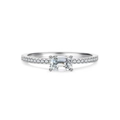 Elegant 925 sterling silver V-shaped ring with emerald cut clear stone and pave setting - US 5 / Emerald Cut Row Diamond Style (CBJZ008)