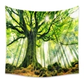 Bohemian tapestry featuring an ancient forest tree with golden sunlight and mossy bark - 73X95CM (Cross-border Brushed) / Forest Mossy Ancient Tree Sunbeams (GT330070)