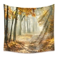 Bohemian home decor tapestry with warm autumn forest landscape and golden leaves - 73X95CM (Cross-border Brushed) / Autumn Forest Sunlight(GT109814)