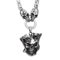 Collana punk color argento con teschio e serpenti con robusta catena imperiale - Set Collana Bizantina con Pendente a Forma di Teschio e Serpente (KN230987-Z)