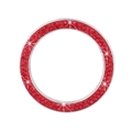 Car engine start button crystal ring sticker with red rhinestones on silver metal frame - Red