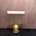 Golden T-bar jewelry display stand with beige velvet rod for bracelets and necklaces - Cylinder Bracelet Stand
