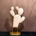 Pink velvet cactus jewelry display stand with golden metal frame and sturdy base - Cactus Stand A