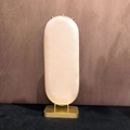 Vertical pink velvet necklace display stand with gold metal frame and steady base - Single Page Screen Stand / Pink