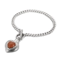 Bracelet en acier argenté avec pendentif cœur en pierre dorée et fermoir à bascule OT - Bracelet en Acier avec Pierre de Soleil Brune (KB113945-Z)