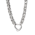 Set collana a catena bizantina in acciaio inossidabile argento con chiusura a cuore - Collana Color Acciaio (KN230903-Z)