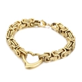 Bracciale bizantino dorato in acciaio inossidabile con ciondolo a cuore - Bracciale Oro (KB163412-Z)