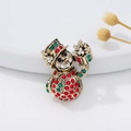 Christmas snowman brooch pin with sparkling red and green rhinestones in gold finish - Santa Claus 450# / 3x3x1.5cm