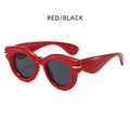 Schicke rote Sonnenbrille mit dunklen runden Gläsern und goldenen Akzenten - Rot/Schwarz (RED/BLACK)
