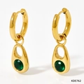 Vergoldete Edelstahl-Ohrringe mit tropfenförmigen grünen Zirkonia-Steinen - KDE762 Stil / Gold + Grüner Zirkonia