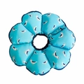 Blue flower sunflower pet cone collar with white bird patterns and snap buttons - Blue Seagull