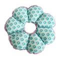 Light blue flower-shaped pet Elizabeth collar with castle patterns and pink snaps - Blue Paw