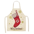 Waterproof Christmas apron featuring a red stocking pattern and Merry Christmas text - Style-6 (Knit Stocking)