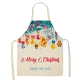 Detail of Christmas apron with watercolor reindeer patterns and festive holiday greetings - Style-23 (Watercolor Decor)