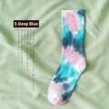 Deep blue and pink tie-dye crew socks in a trendy street style cotton knit finish - Dark Blue
