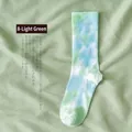 Tie-dye mid-calf cotton sports socks in light green and blue gradient finish - Light Green