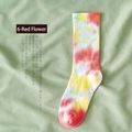 Mid-calf tie-dye cotton sports socks in red and yellow vibrant gradient finish - Floral Red
