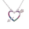 Arrow heart pendant necklace in silver finish with vibrant multicolor cubic zirconia - Style 3-Silver