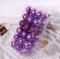 Purple 36-piece Christmas ball set with glitter matte and shiny textures in a stylish basket - 4cm 36Pcs / Purple