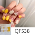 Detail der QF538 matten Nagelaufkleber mit gelben Punkten und abstrakten Streifenmustern - QF538