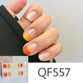 Detail of QF557 daisy nail stickers showing French style floral patterns and model wear - QF557