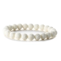 Bracciale di perle di pietra porosa bianca naturale con design elastico minimalista - Pietra lavica bianca