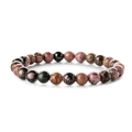 Bracciale elastico in pietre naturali da 8mm con rodonite e diaspro in colori misti - Rodonite con linee nere