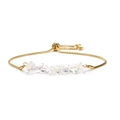 Adjustable gold box chain bracelet with irregular white crystal stones on white background - Gold & Opal Style