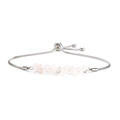 Detail of adjustable stainless steel box chain with pink crystal stones and slider - Steel & White Stone