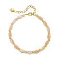 Bracelet élégant plaqué or 18 carats avec perles naturelles beiges pour femmes - Bracelet