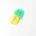 Cute yellow pineapple shaped metal fruit hair clip for girls with green leaf detail - Small Pineapple