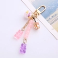 Lindo llavero de osito de goma arcoíris con dijes coloridos para bolsos y llaves - Oso Rosa Púrpura