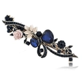 Vintage hair clip with blue crystals and resin flowers on a metallic spring clasp - F48-3 Bowknot Style