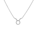 Macro detail of silver Taurus zodiac pendant with sparkling zircon stones on a fine chain - Silver Taurus