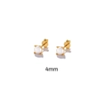 Vista detallada de pendientes de perlas de 4mm con garras de plata S925 dorada - 4mm / Dorado
