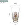 Tall 500ml hammered glass cup with white daisy print and precise dimensions - Tall Large (E) 500ML