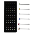 Set of 60 stainless steel nose studs with colorful crystals in a black display box - Multicolor 60Pcs/Box-1.5/2.0/2.5mm