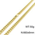 Cadena cubana de 6mm para hombre en acero inoxidable dorado pulido longitud 660mm - 6mm / Dorado
