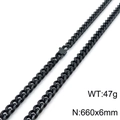 Cadena cubana negra para hombre de acero inoxidable de 6mm, longitud 660mm, pulido liso - 6mm / Negro