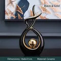 Modern black and gold ceramic abstract sculpture ornament for luxury home decor - 16x6x31cm / Black Gold (Tall)